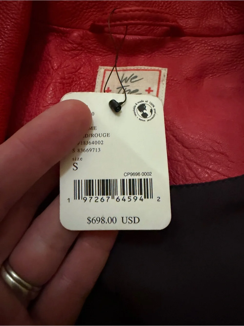 Free People S 100% Leather Jacket New with tag